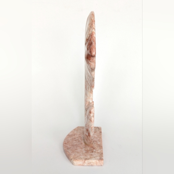 Vintage Carved Pink Marble Stone Mother & Child Statuette Boho Home Decor - Picture 2 of 10